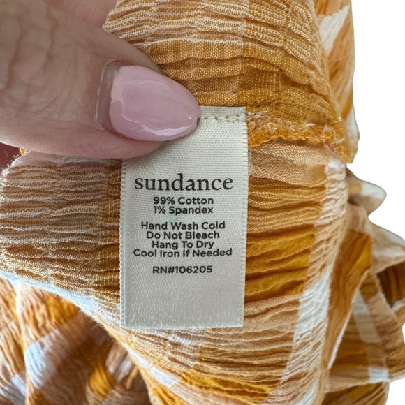 Sundance - Women's Top Lorna Gauze Lightweight Button Up Plaid Yellow Sz M - Picture 5 of 7